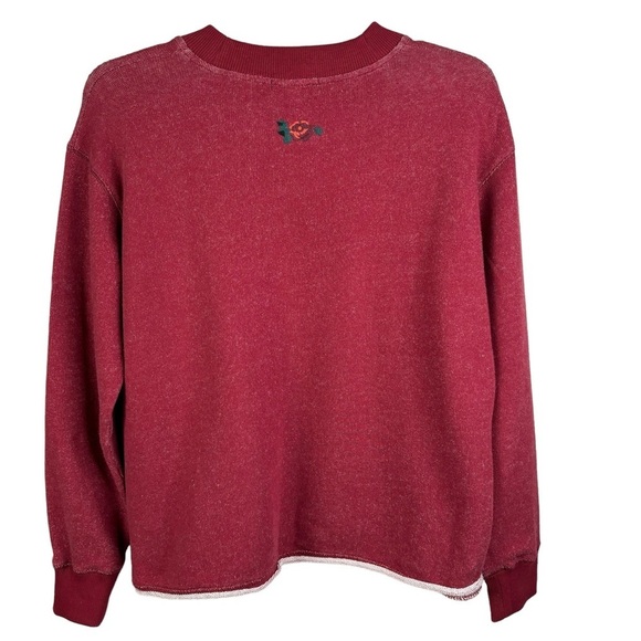 New Burgandy Sweatshirt with Gorgeous Embroidered Roses Size Small NEW - Picture 9 of 13